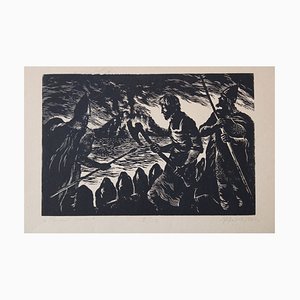 Nikolai Uvarov, Epic, 1966, Linocut