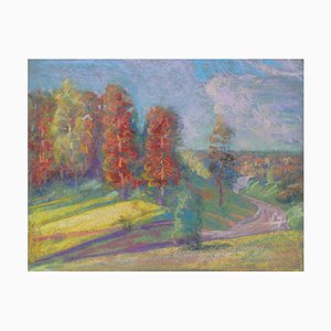 Eduards Metuzals, Autumn Road, Pastel on Paper
