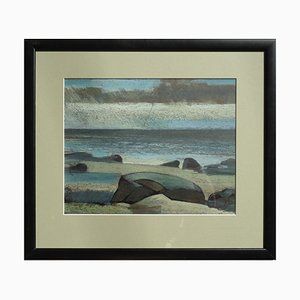 Janis Zemitis, Stony Seaside, Pastel sur Papier