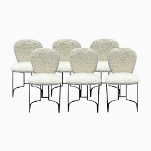 Dining Chairs in Metal and Faux Fur, 1970s, Set of 6