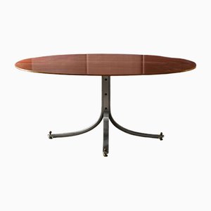 Mid-Century Tisch aus Holz & gebogenem Metall mit verstellbaren Füßen von Sergio Mazzas für Arflex, 1960er