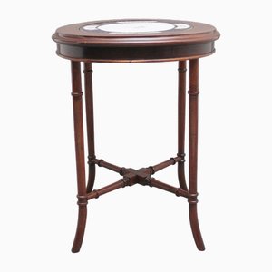 Early 20th Century Mahogany Occasional Table with a Ceramic Inset, 1910s