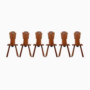 Mid-Century Brutalist Dining Chairs, Belgium, 1970s, Set of 6