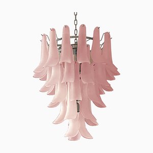 Lampadario Sella in vetro di Murano rosa satinato di Simoeng