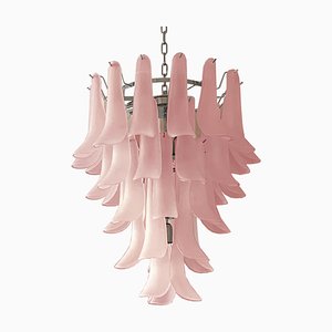 Lámpara de araña Sella de cristal de Murano escarchado rosa de Simoeng