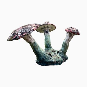 Vintage French Stone Garden Mushroom Ornament, 1950s