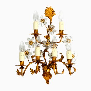 Large Italian Gold Plated Wall Lamp with Six Sockets from Banci Firenze, 1950s