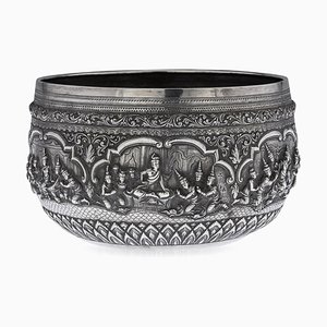 19th Century Burmese Silver Thabeik Bowl, 1880s