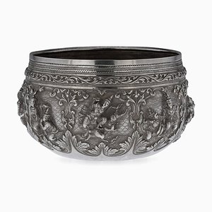 19th Century Burmese Silver Thabeik Bowl, 1880s