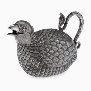 20th Century Royal Indian Oomersee Mawjee Silver Quails Cream Jug, 1920s