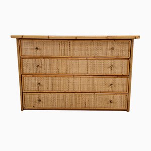 Italian Bamboo and Rattan Chest of Drawers or Credenza, 1970s