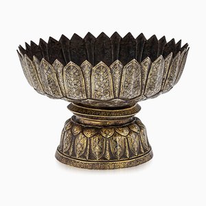 Large 19th Century Thai Silver-Gilt Niello Enamel Bowl, 1800s