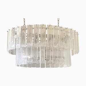 Großer ovaler Diamond Listelli Murano Glas Kronleuchter von Simoeng