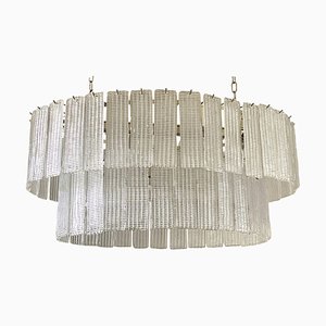 Großer ovaler Diamond Listelli Murano Glas Kronleuchter von Simoeng