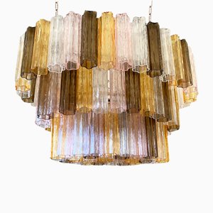 Lámpara de araña Tronchi ovalada de cristal de Murano multicolor de Simoeng
