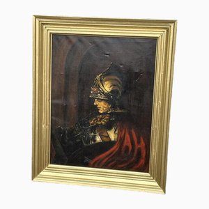 Portrait of Cavalry Officer, Large Oil on Canvas, Framed