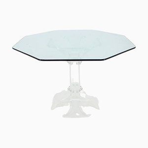 1970s Lucite Dining Table with Glass Top, Charles Hollis Jones Style, Set of 5