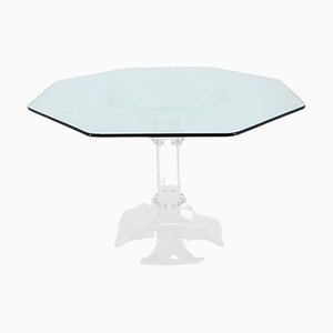 Table de Salle à Manger en Lucite avec Plateau en Verre, 1970, Style Charles Hollis Jones, Set de 5