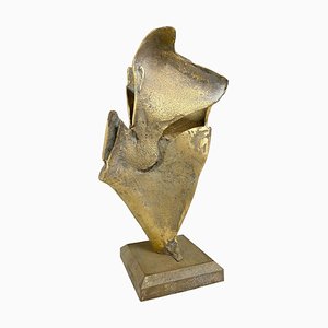Expresiva escultura abstracta de bronce de pájaro, años 80