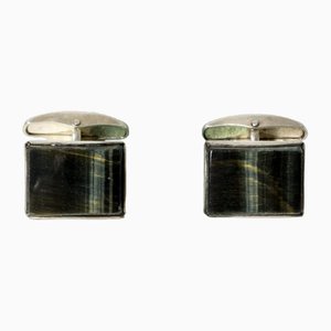 Silver and Tiger Eye Cufflinks from Turun Hopea, 1966