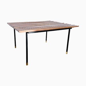 Mid-Century Black Iron and Wood Coffee Table, 1960s