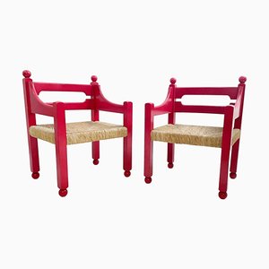 Set of Mid-Century Modern Armchairs in the Style of Vico Magistretti, Italy, 1970s