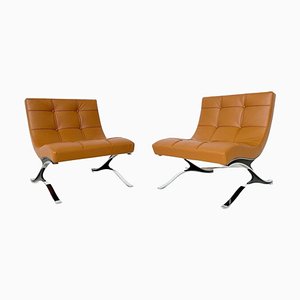 Fauteuil Mid-Century en Cuir Marron, Italie, 1970s