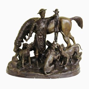 French Bronze Hunting Scene Figurine