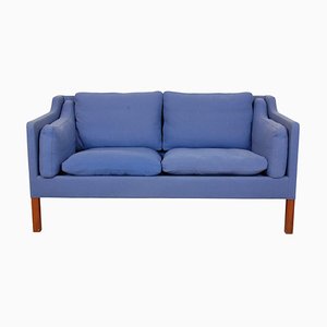 Modell 2212 2-Sitzer Sofa aus blauem Stoff von Børge Mogensen für Fredericia, 1990er