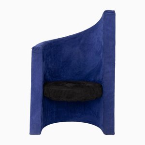 Fauteuil en Velours Bleu et Noir, 1970s