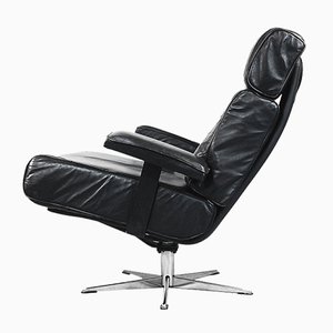 Italian Office Swivel Leather Easy Chair, 1960s