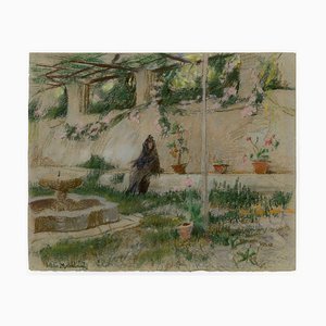 Francis Wallis-Markland / Frank Hind, Granada Patio, 1900er, Pastellzeichnung