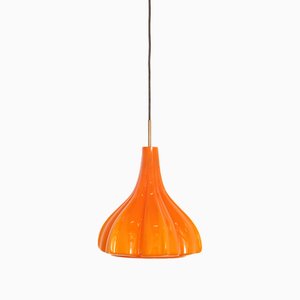 Lampe à Suspension en Verre Orange de Peill & Putzler, 1960s