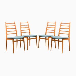 Beech Ladder Back Chairs, 1960s, Set of 4