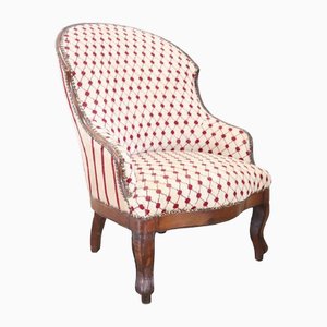 19th Century Italian Upholstered Walnut Armchair