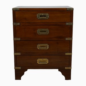 Yew and Brass Bound Bedside Table, 1930