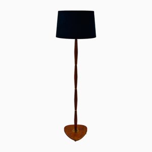 Lámpara de pie danesa de latón y palisandro, años 60