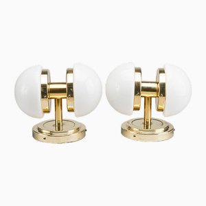 Bau Wall Lights in Brass and Glass by Klaus Michalik for Stockman Orno, 1960s, Set of 2