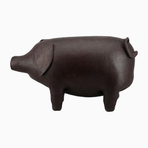 Pig Stool in Leather by Dimitri Omersa & Co for Abercrombie, 1980s