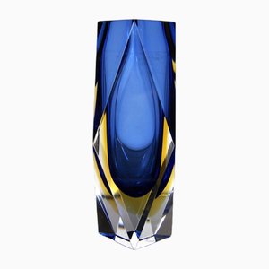 Blaue Italienische Sommerso Vase aus Muranoglas von Seguso, 1960