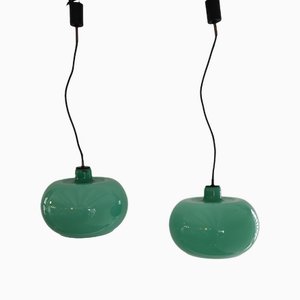 Green Ceiling Lamps by Alessandro Pianon for Lumenform, 1960s, Set of 2
