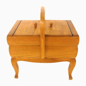 Elm Side Table with Storage, Sweden, 1940s