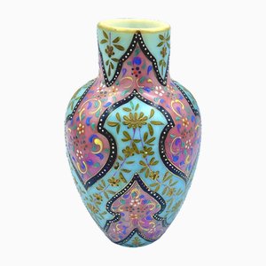 Turquoise Opaline Glass Vase by Thomas Webb