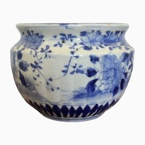 Antique Japanese Blue and White Jardiniere, 1900