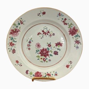 Plato chino antiguo de porcelana Famille Rose, 1800