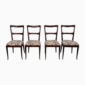 Chairs in Mahogany Wood in the style of Paolo Buffa, 1950s, Set of 4