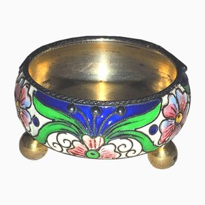 Russian Silver and Enamel Gilded Salt Cellar, 1890s