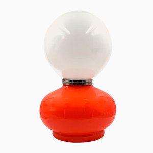 Lampada da tavolo Space Age in vetro di Murano rosso di Carlo Nason per AV Mazzega, anni '70