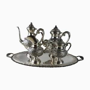 Tea and Coffee Service & Tray in 800 Silver, Italy, 1980s, Set of 5