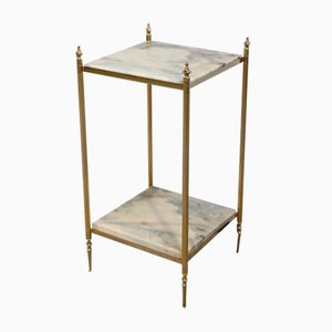 Small Louis XVI Style Serving Bar Cart in Brass and Marble, 1970s